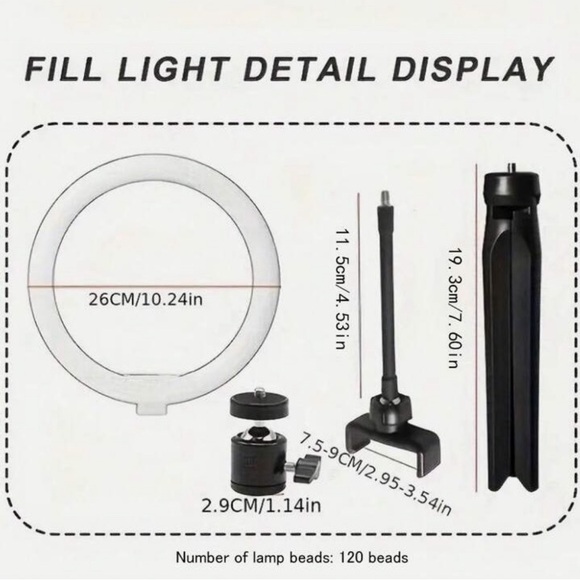 10 Inch Professional Fill Light Set With 360° Rotation & Multifunctional Switch - Picture 6 of 7
